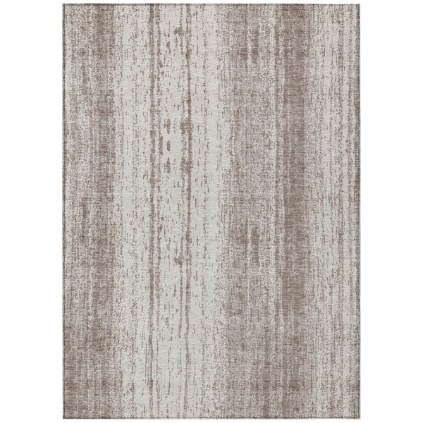 HomeRoots 9' Stylish Taupe and Ivory Striped Washable Area Rug – Durable, Versatile for Indoor and Outdoor Use 9' X 12' 589924