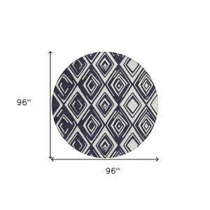 Homeroots 3'' Black And Ivory Geometric Washable Area Rug For Indoor Outdoor Spaces, Durable And Stylish Design 8' Round Polyester 589928