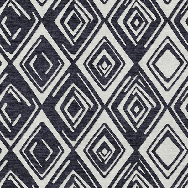 Homeroots 3'' Black And Ivory Geometric Washable Area Rug For Indoor Outdoor Spaces, Durable And Stylish Design 9' X 12' Polyester 589930