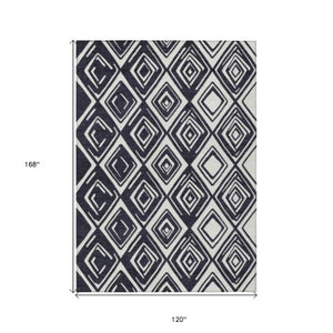 Homeroots 3'' Black And Ivory Geometric Washable Area Rug For Indoor Outdoor Spaces, Durable And Stylish Design 10' X 14' Polyester 589931