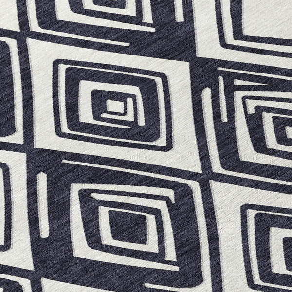 Homeroots 3'' Black And Ivory Geometric Washable Area Rug For Indoor Outdoor Spaces, Durable And Stylish Design 10' X 14' Polyester 589931