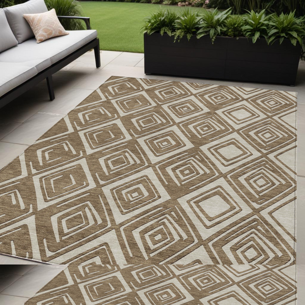 Homeroots 3'' Black And Ivory Geometric Washable Area Rug For Indoor Outdoor Spaces, Durable And Stylish Design 5' X 8' Polyester 589933