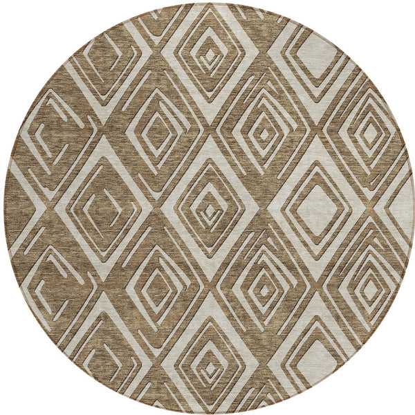Homeroots 3'' Black And Ivory Geometric Washable Area Rug For Indoor Outdoor Spaces, Durable And Stylish Design 8' Round Polyester 589934