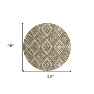 Homeroots 3'' Black And Ivory Geometric Washable Area Rug For Indoor Outdoor Spaces, Durable And Stylish Design 8' Round Polyester 589934