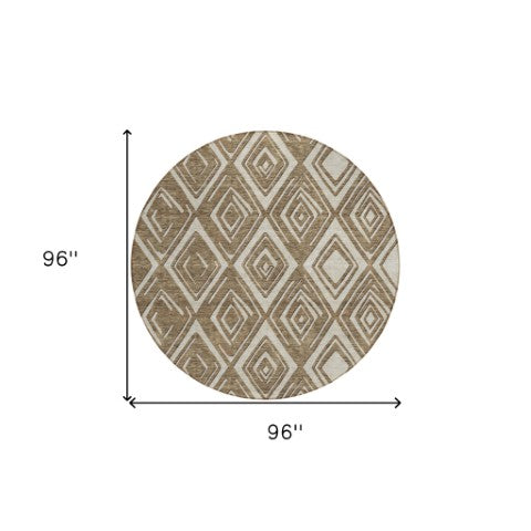 Homeroots 3'' Black And Ivory Geometric Washable Area Rug For Indoor Outdoor Spaces, Durable And Stylish Design 8' Round Polyester 589934
