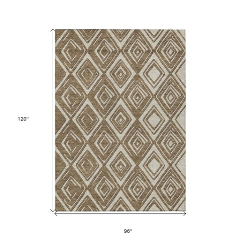 Homeroots 3'' Black And Ivory Geometric Washable Area Rug For Indoor Outdoor Spaces, Durable And Stylish Design 8' X 10' Polyester 589935