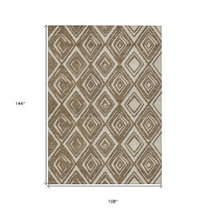 Homeroots 3'' Black And Ivory Geometric Washable Area Rug For Indoor Outdoor Spaces, Durable And Stylish Design 9' X 12' Polyester 589936