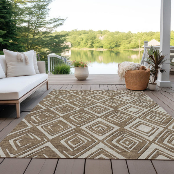 Homeroots 3'' Black And Ivory Geometric Washable Area Rug For Indoor Outdoor Spaces, Durable And Stylish Design 9' X 12' Polyester 589936