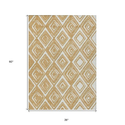 Homeroots 3'' Black And Ivory Geometric Washable Area Rug For Indoor Outdoor Spaces, Durable And Stylish Design 3' X 5' Polyester 589944