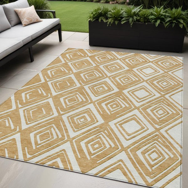 Homeroots 3'' Black And Ivory Geometric Washable Area Rug For Indoor Outdoor Spaces, Durable And Stylish Design 5' X 8' Polyester 589945