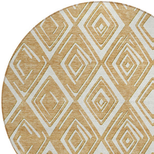 Homeroots 3'' Black And Ivory Geometric Washable Area Rug For Indoor Outdoor Spaces, Durable And Stylish Design 8' Round Polyester 589946