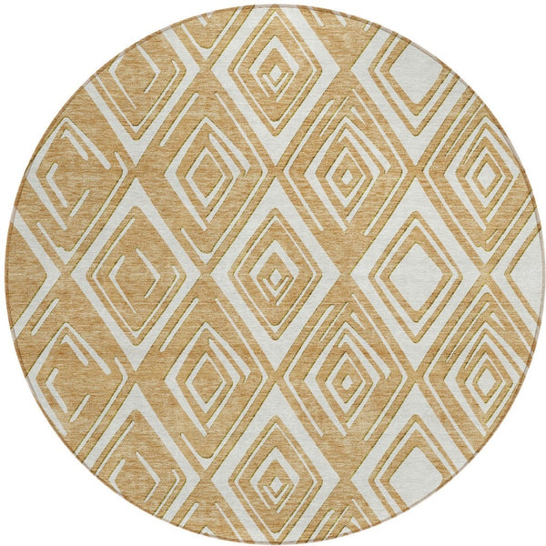 Homeroots 3'' Black And Ivory Geometric Washable Area Rug For Indoor Outdoor Spaces, Durable And Stylish Design 8' Round Polyester 589946