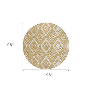 Homeroots 3'' Black And Ivory Geometric Washable Area Rug For Indoor Outdoor Spaces, Durable And Stylish Design 8' Round Polyester 589946