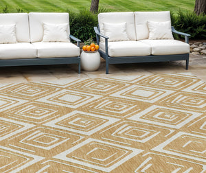 Homeroots 3'' Black And Ivory Geometric Washable Area Rug For Indoor Outdoor Spaces, Durable And Stylish Design 10' X 14' Polyester 589949