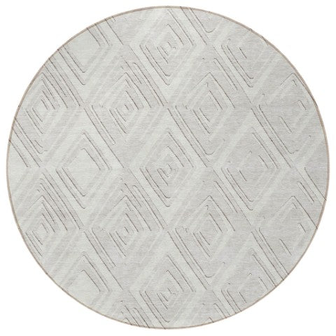 Homeroots 3'' Black And Ivory Geometric Washable Area Rug For Indoor Outdoor Spaces, Durable And Stylish Design 8' Round Polyester 589952