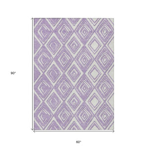 Homeroots 3'' Black And Ivory Geometric Washable Area Rug For Indoor Outdoor Spaces, Durable And Stylish Design 5' X 8' Polyester 589957