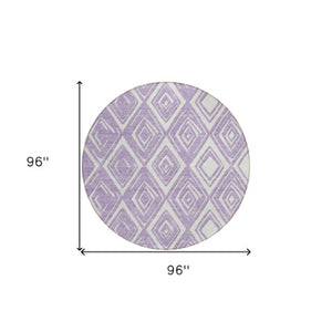 Homeroots 3'' Black And Ivory Geometric Washable Area Rug For Indoor Outdoor Spaces, Durable And Stylish Design 8' Round Polyester 589958