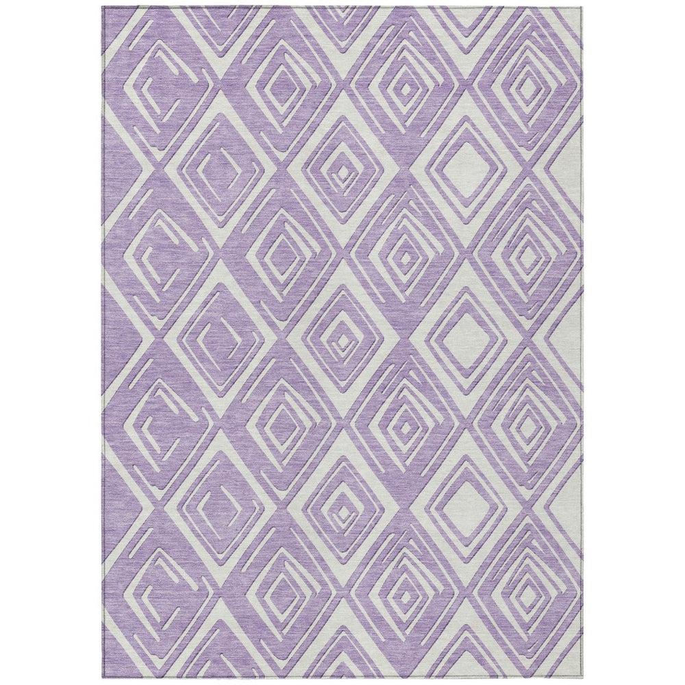 HomeRoots 9' Stylish Lavender and Ivory Geometric Washable Area Rug for Indoor and Outdoor Spaces 9' X 12' 589960
