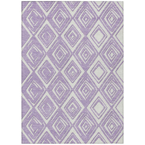 HomeRoots 5' Modern Lavender and Ivory Geometric Area Rug - Durable, Washable, Perfect for Indoor & Outdoor Use 10' X 14' 589961