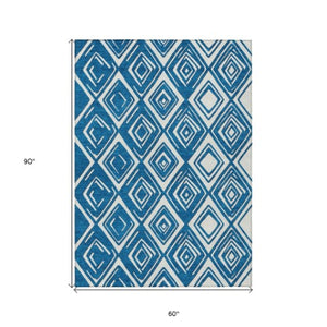 Homeroots 3'' Black And Ivory Geometric Washable Area Rug For Indoor Outdoor Spaces, Durable And Stylish Design 5' X 8' Polyester 589963