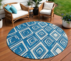 Homeroots 3'' Black And Ivory Geometric Washable Area Rug For Indoor Outdoor Spaces, Durable And Stylish Design 8' Round Polyester 589964
