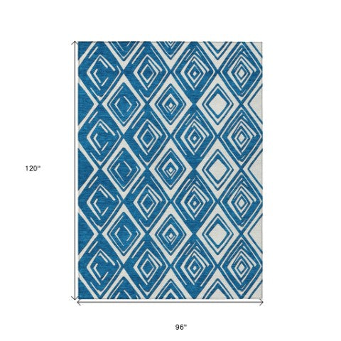 Homeroots 3'' Black And Ivory Geometric Washable Area Rug For Indoor Outdoor Spaces, Durable And Stylish Design 8' X 10' Polyester 589965