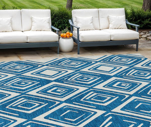 Homeroots 3'' Black And Ivory Geometric Washable Area Rug For Indoor Outdoor Spaces, Durable And Stylish Design 10' X 14' Polyester 589967