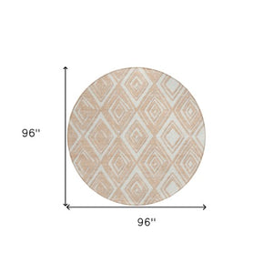 Homeroots 3'' Black And Ivory Geometric Washable Area Rug For Indoor Outdoor Spaces, Durable And Stylish Design 8' Round Polyester 589970