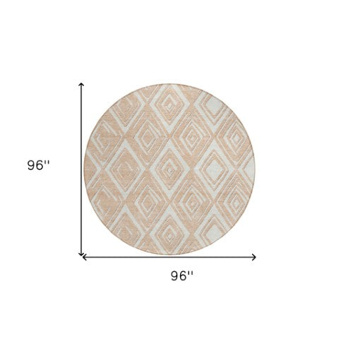 Homeroots 3'' Black And Ivory Geometric Washable Area Rug For Indoor Outdoor Spaces, Durable And Stylish Design 8' Round Polyester 589970