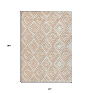 Homeroots 3'' Black And Ivory Geometric Washable Area Rug For Indoor Outdoor Spaces, Durable And Stylish Design 9' X 12' Polyester 589972