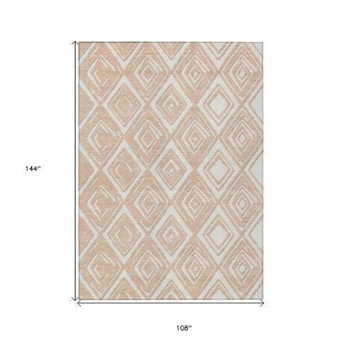 Homeroots 3'' Black And Ivory Geometric Washable Area Rug For Indoor Outdoor Spaces, Durable And Stylish Design 9' X 12' Polyester 589972