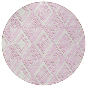 Homeroots 3'' Black And Ivory Geometric Washable Area Rug For Indoor Outdoor Spaces, Durable And Stylish Design 8' Round Polyester 589976