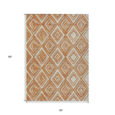 Homeroots 3'' Black And Ivory Geometric Washable Area Rug For Indoor Outdoor Spaces, Durable And Stylish Design 3' X 5' Polyester 589980