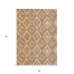 Homeroots 3'' Black And Ivory Geometric Washable Area Rug For Indoor Outdoor Spaces, Durable And Stylish Design 5' X 8' Polyester 589981