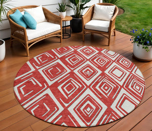 Homeroots 3'' Black And Ivory Geometric Washable Area Rug For Indoor Outdoor Spaces, Durable And Stylish Design 8' Round Polyester 589988