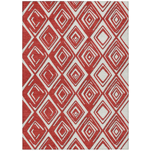 HomeRoots 5' Bold Red and Ivory Geometric Washable Area Rug - Durable, Stylish for Indoor & Outdoor Spaces 8' X 10' 589989
