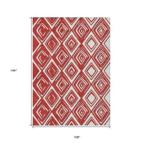 Homeroots 3'' Black And Ivory Geometric Washable Area Rug For Indoor Outdoor Spaces, Durable And Stylish Design 9' X 12' Polyester 589990