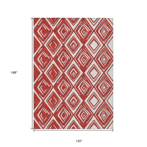 Homeroots 3'' Black And Ivory Geometric Washable Area Rug For Indoor Outdoor Spaces, Durable And Stylish Design 10' X 14' Polyester 589991