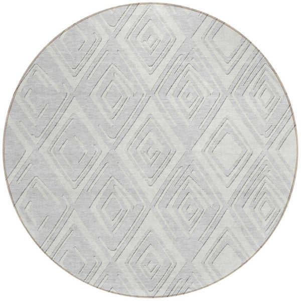 Homeroots 3'' Black And Ivory Geometric Washable Area Rug For Indoor Outdoor Spaces, Durable And Stylish Design 8' Round Polyester 589994