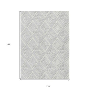 Homeroots 3'' Black And Ivory Geometric Washable Area Rug For Indoor Outdoor Spaces, Durable And Stylish Design 10' X 14' Polyester 589997