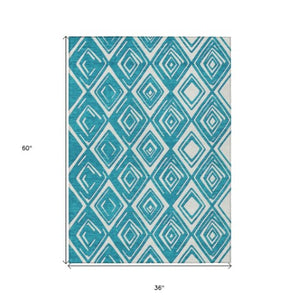 Homeroots 3'' Black And Ivory Geometric Washable Area Rug For Indoor Outdoor Spaces, Durable And Stylish Design 3' X 5' Polyester 589998