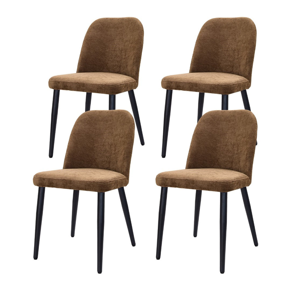 English Elm Dark Brown Suede Armless Dining Chairs with Sleek Metal Legs Foam Padded Set of 2 T3967P431267