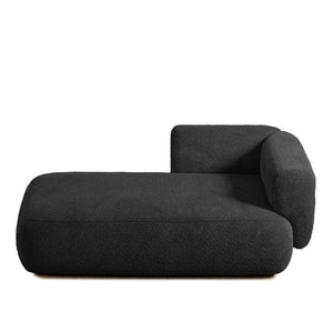 English Elm Upholstered Boucle Chaise Lounge with Wood Legs Vintage Mod Style for Living Room W5515P437374