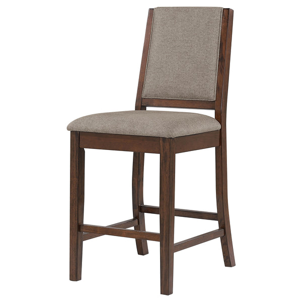 English Elm Allen Mango Oak Upholstered Counter Chair Set of 2 - Chestnut Sap Walnut Veneer, Beige Seats, Durable Comfort B062P299789