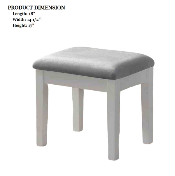 English Elm Contemporary Glam Vanity with Rhinestone Trim and Tempered Glass Top, High Gloss Finish, Illuminated Appeal Gray,White 26 L x 21 W x 32 H B2741S00685