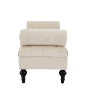 English Elm Modern Tufted Velvet Bench with Gourd Legs and Pillows for Bedroom Entryway Beige N761P335807W