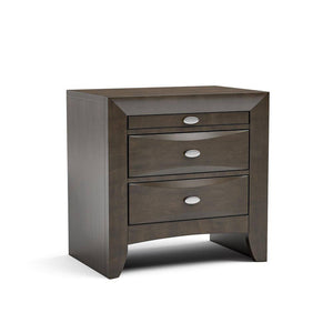English Elm Gray Nightstand 2-Drawer Solid Wood Bedside Table with Knob Pulls, Transitional Gray Finish, 25.5"W x 17"D x 25.5"H B2741P357506