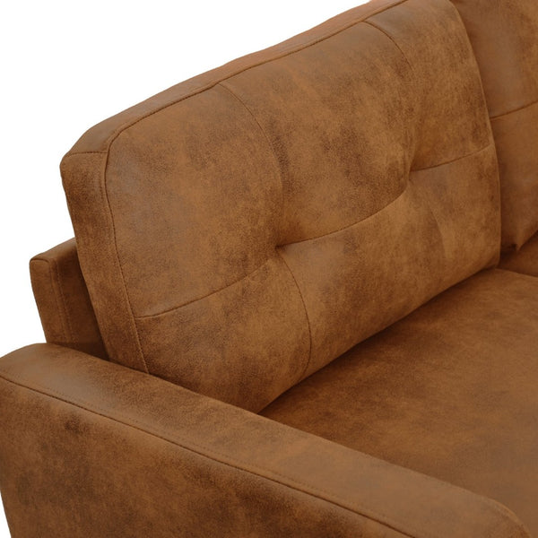English Elm 65-inch Two Seat Sofa Breathable Foil Fabric Diamond Quilted Back Solid Wood Legs Light Brown W5568P478805