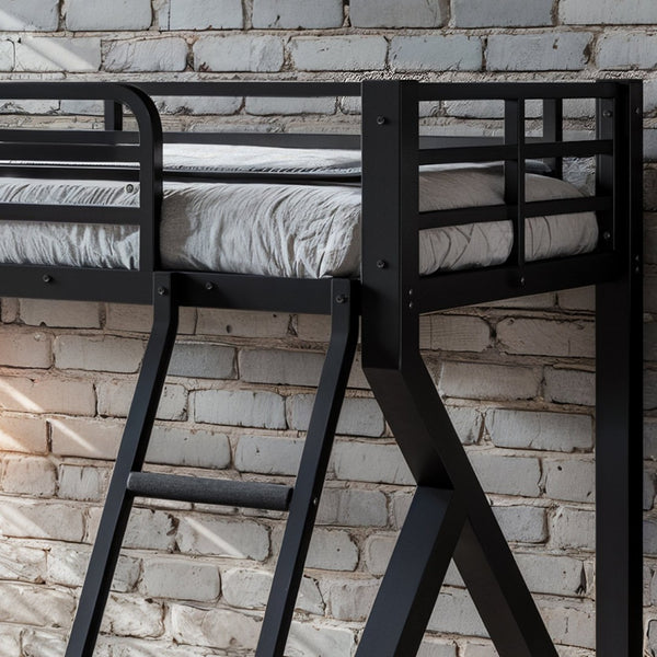 English Elm Twin Over Full Metal Bunk Bed Low Profile Heavy Duty Frame for Kids Guest Rooms W5305P463443