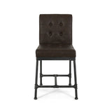 Christopher Knight Home® - Noble House - Commonwealth Industrial Modern 24" Counter Stool with Faux Leather Backing and Metal Pipe Base - Set of 2